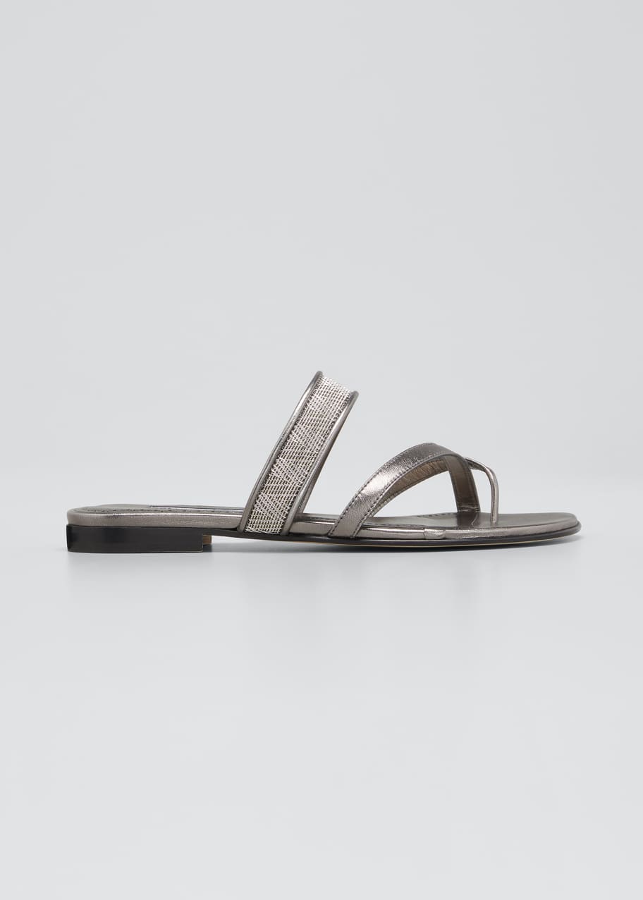 Susa Metallic Toe-Strap Slide Sandals