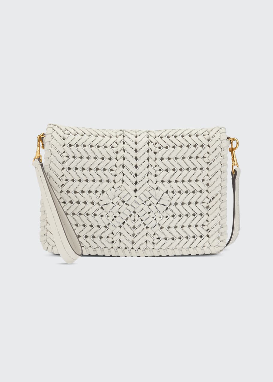 Anya Hindmarch The Neeson Woven Goatskin Crossbody Bag, Chalk