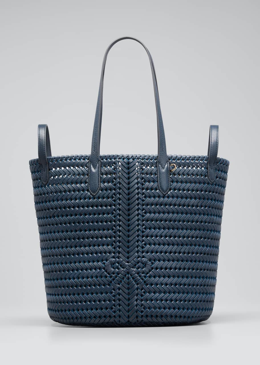 The Neeson Two-Way Small Woven Leather Tote Bag