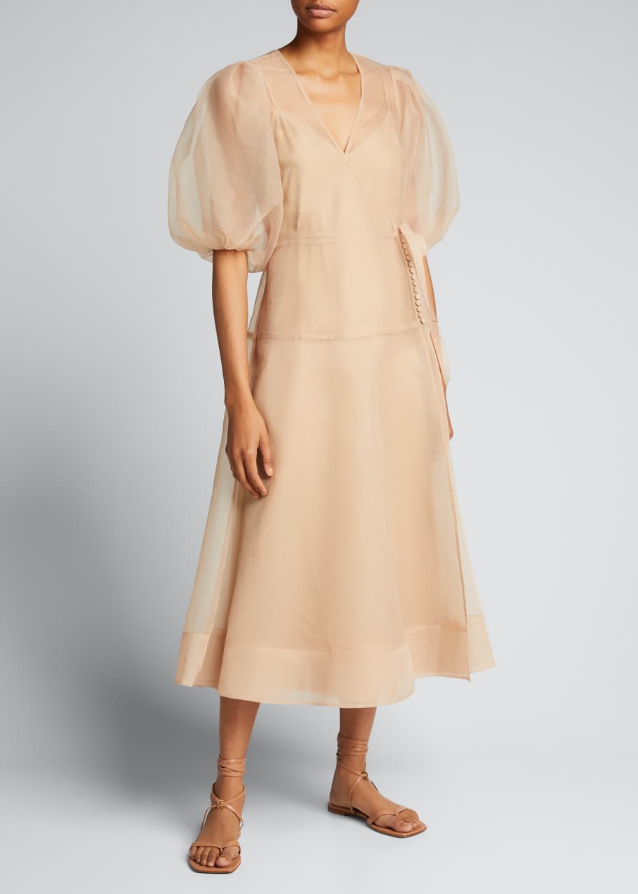 Jonathan Simkhai Lorelai Recycled Organza Short-Sleeve Dress - Bergdorf  Goodman