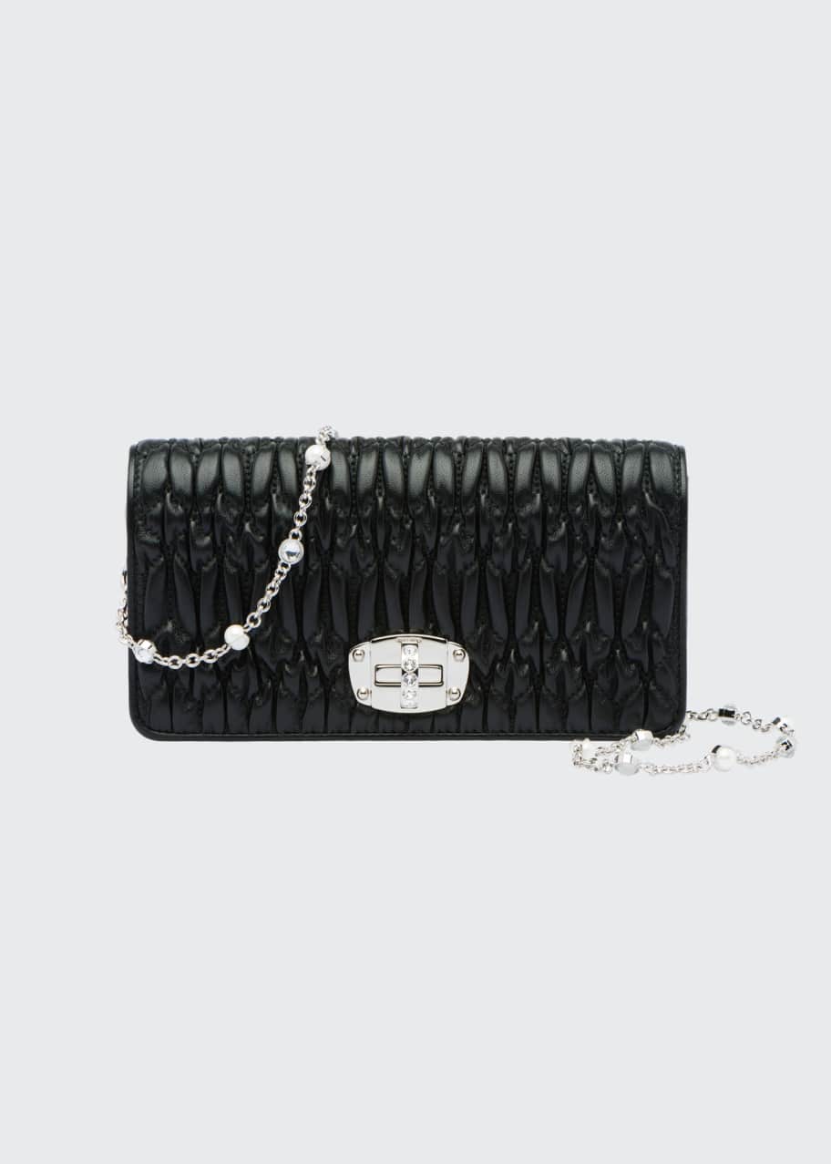 Miu Miu Matelasse Napa Crystal/Pearl Mini Crossbody Bag - Bergdorf