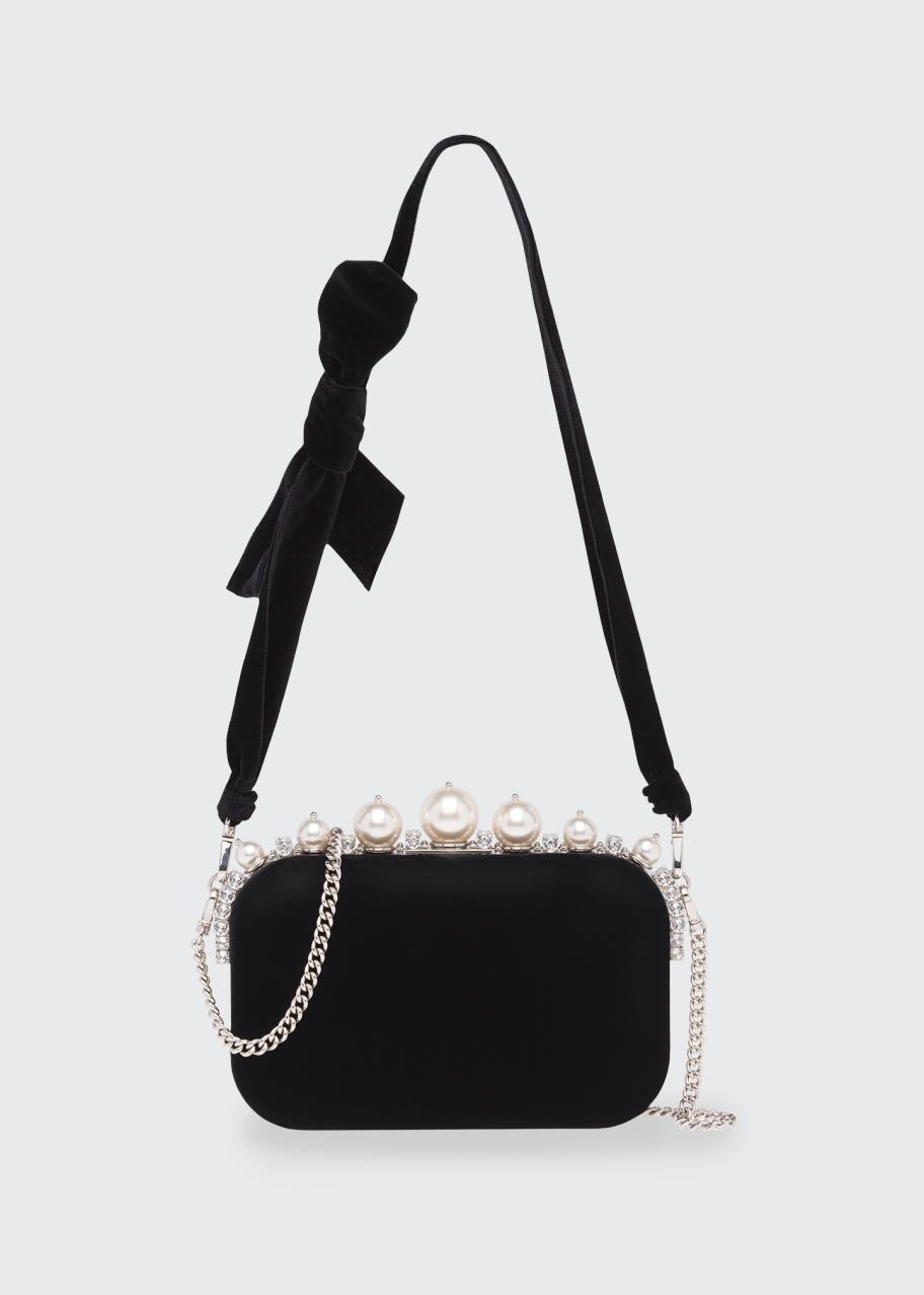 miu miu ベルベット チェーンバッグ クラッチバッグ Miu Miu Pearly Velvet Clutch Bag - Bergdorf Goodman