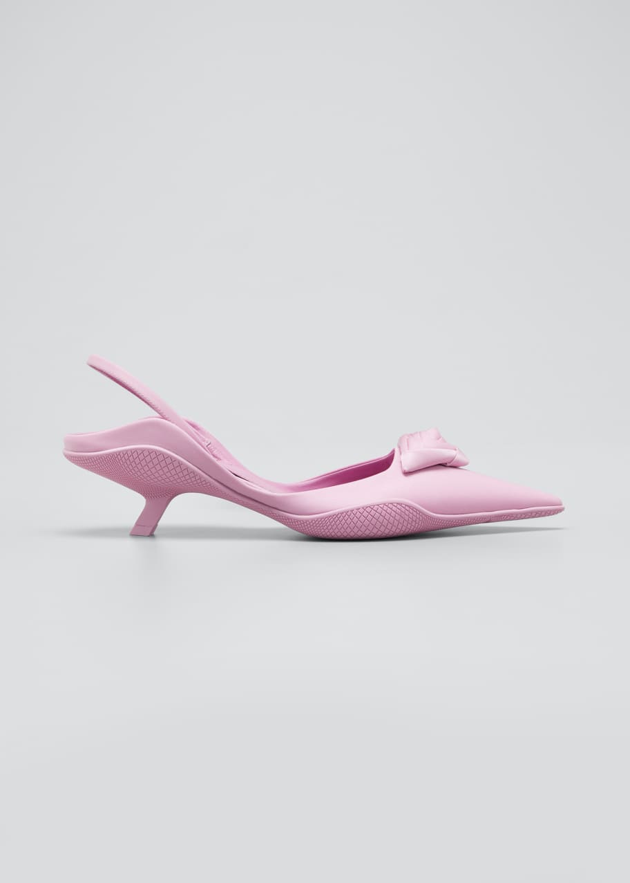 Prada 45mm Flower Halter Kitten Heel Slingback Shoes Bergdorf Goodman