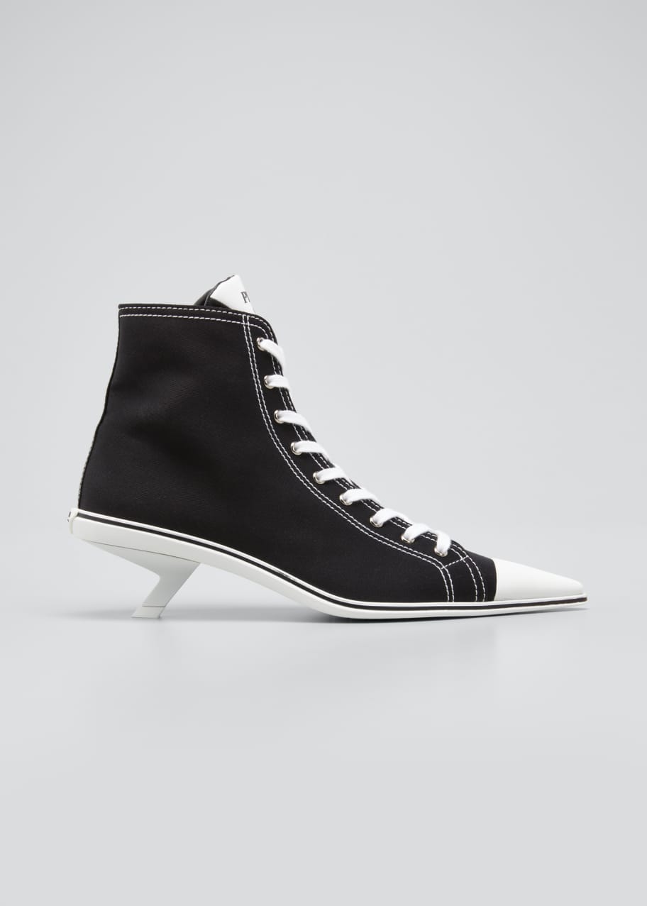 Image 1 of 1: Point-Toe Canvas Sneaker Booties