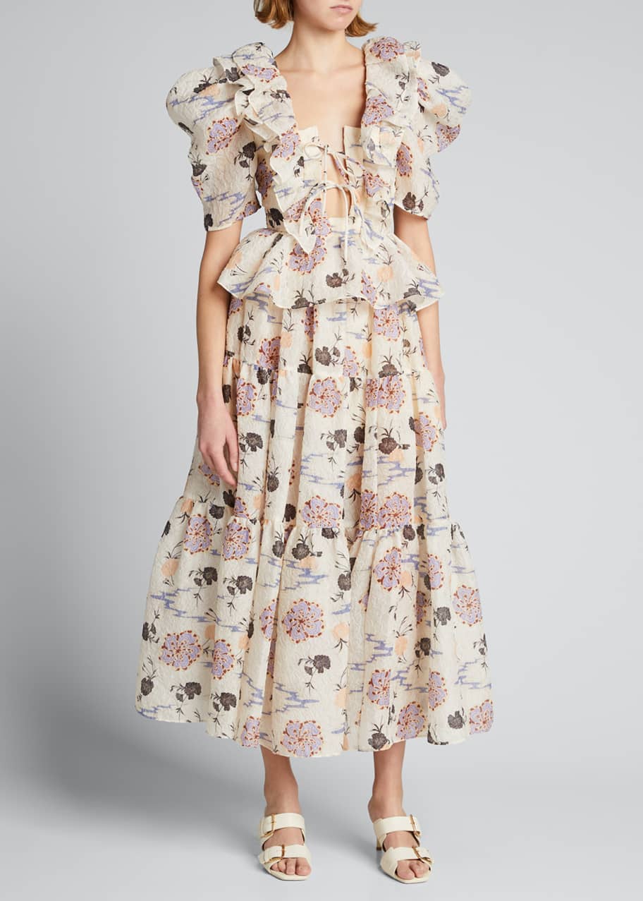 Ulla Johnson Chantal Floral Organza Midi Skirt - Bergdorf Goodman