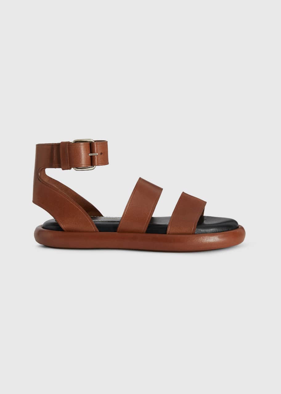 Proenza Schouler Pipe Leather Ankle-Strap Flat Sandals - Bergdorf Goodman