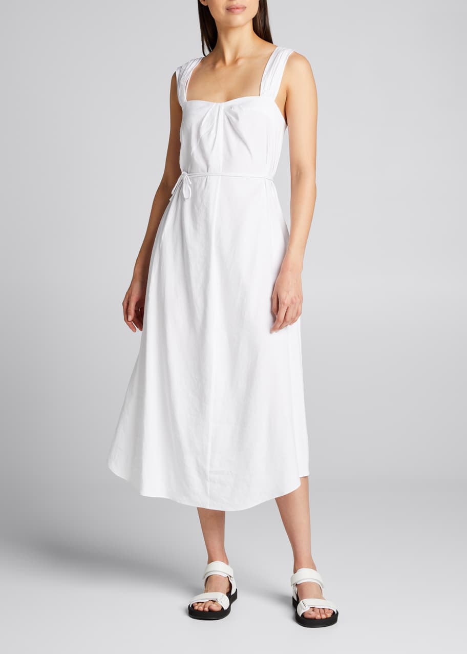 Vince Poet Strap Linen Midi Dress w Waist Tie Bergdorf Goodman