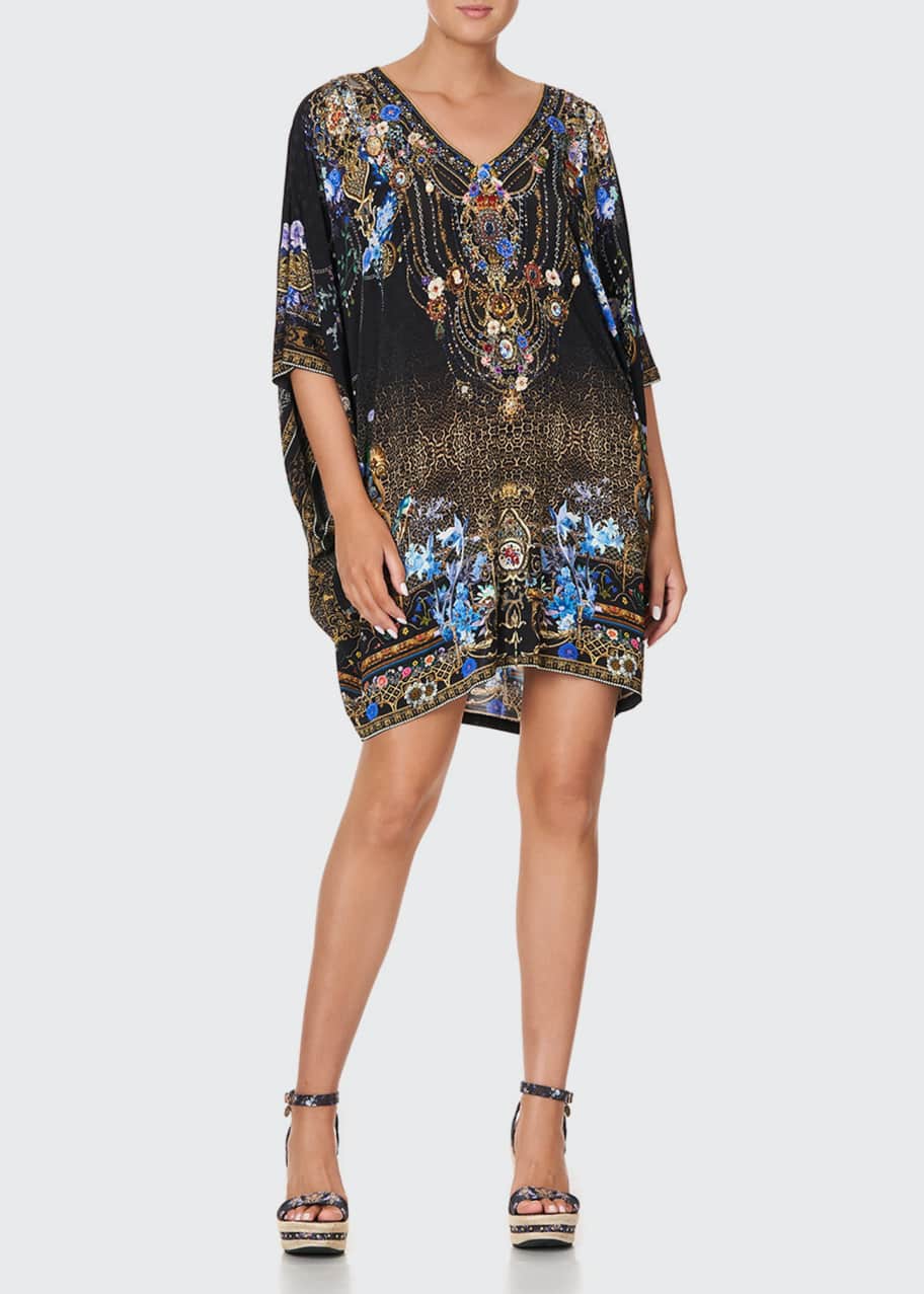 Camilla Short Batwing-Sleeve Baroque Dress - Bergdorf Goodman