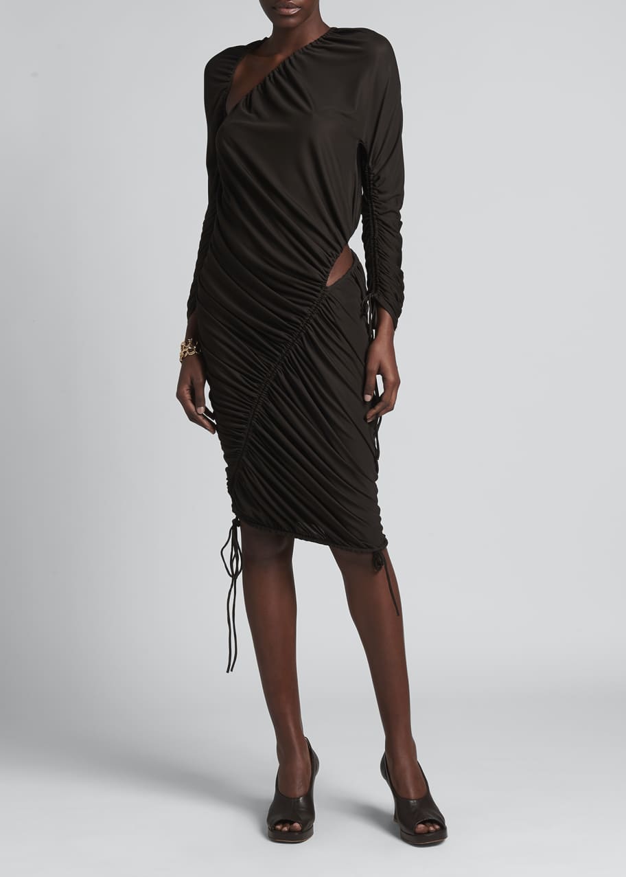 white christmas dresses Cut Out Side Backless Asymmetrical Hem Ruched Dress – Parthea Fashion