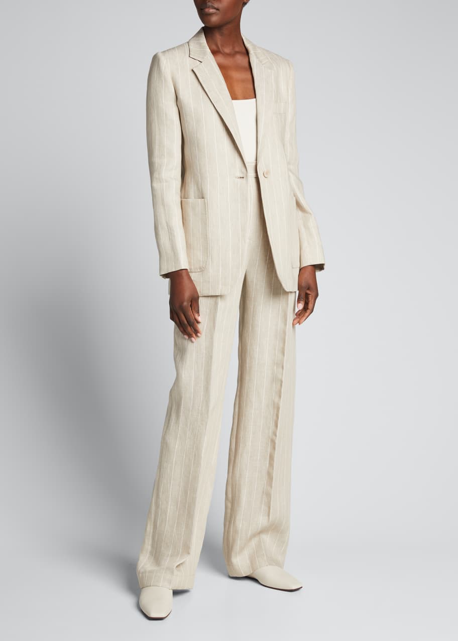 Marisa Linen Pinstriped Blazer
