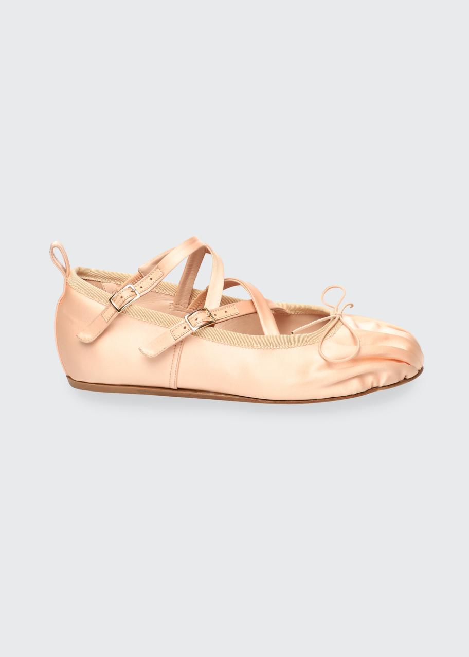 Simone Rocha Satin Double Crisscross Buckle Ballerina Flats - Bergdorf ...