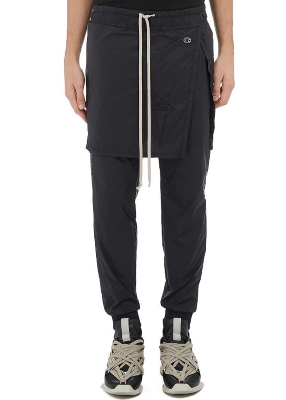 RICK OWENS X CHAMPION Men's x Champion Nylon Toga Flap Pants