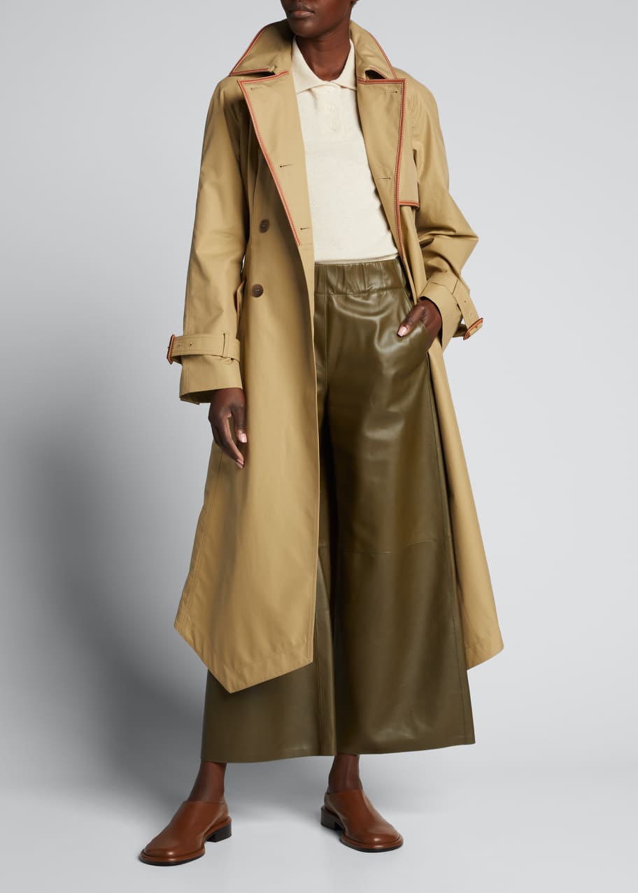 Loewe Leather Trim Belted Handkerchief Trench Coat Bergdorf Goodman