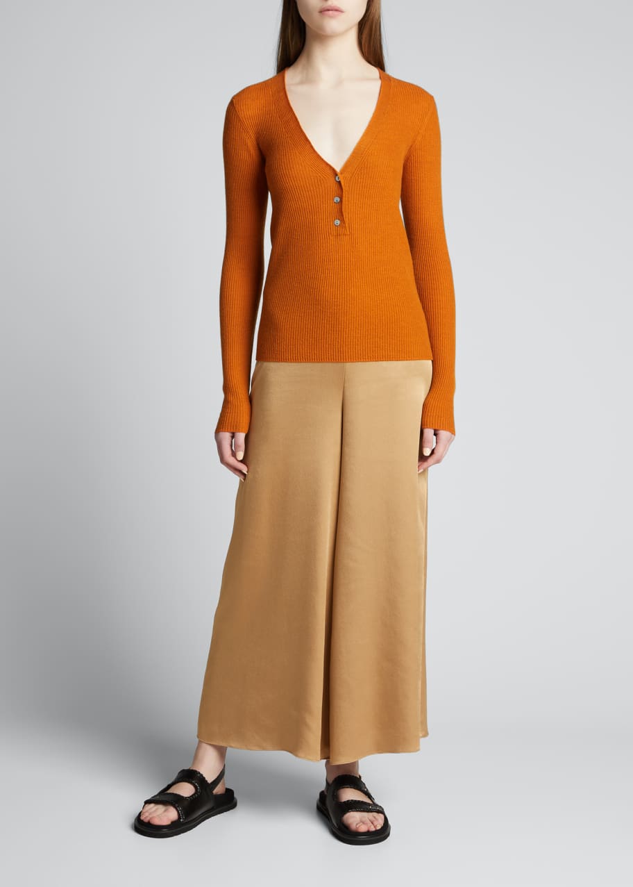 Vince Long-Sleeve V-Neck Henley Top - Bergdorf Goodman