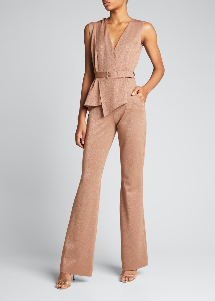 Kerolyn Metallic Jersey Belted Jumpsuit