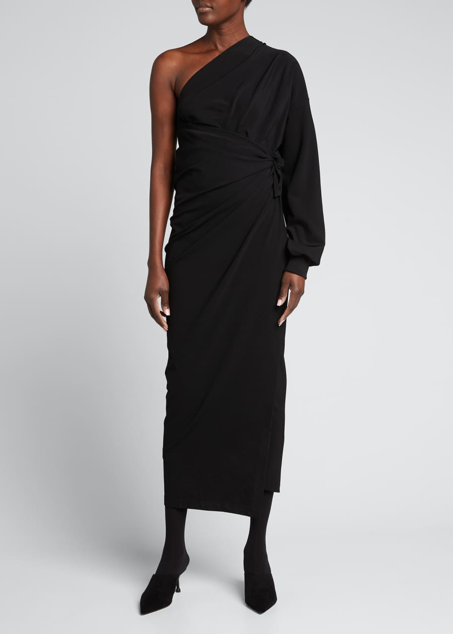 Balenciaga One-Shoulder Knotted Wrap Dress - Bergdorf Goodman