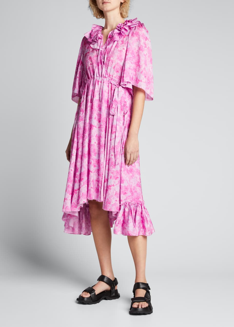 Balenciaga Watercolor-Print Wrap Midi Dress - Bergdorf Goodman