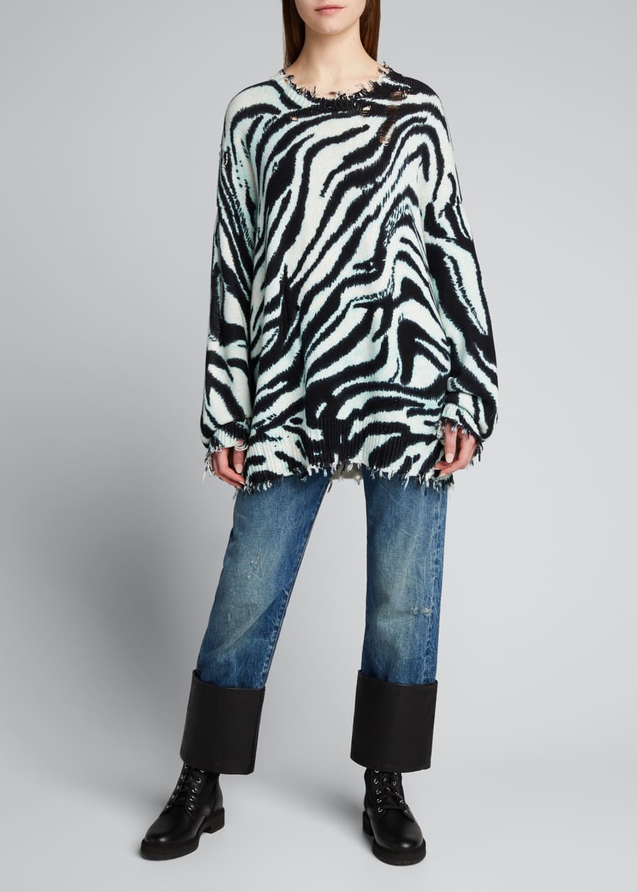 Zebra-Print Oversized Sweater