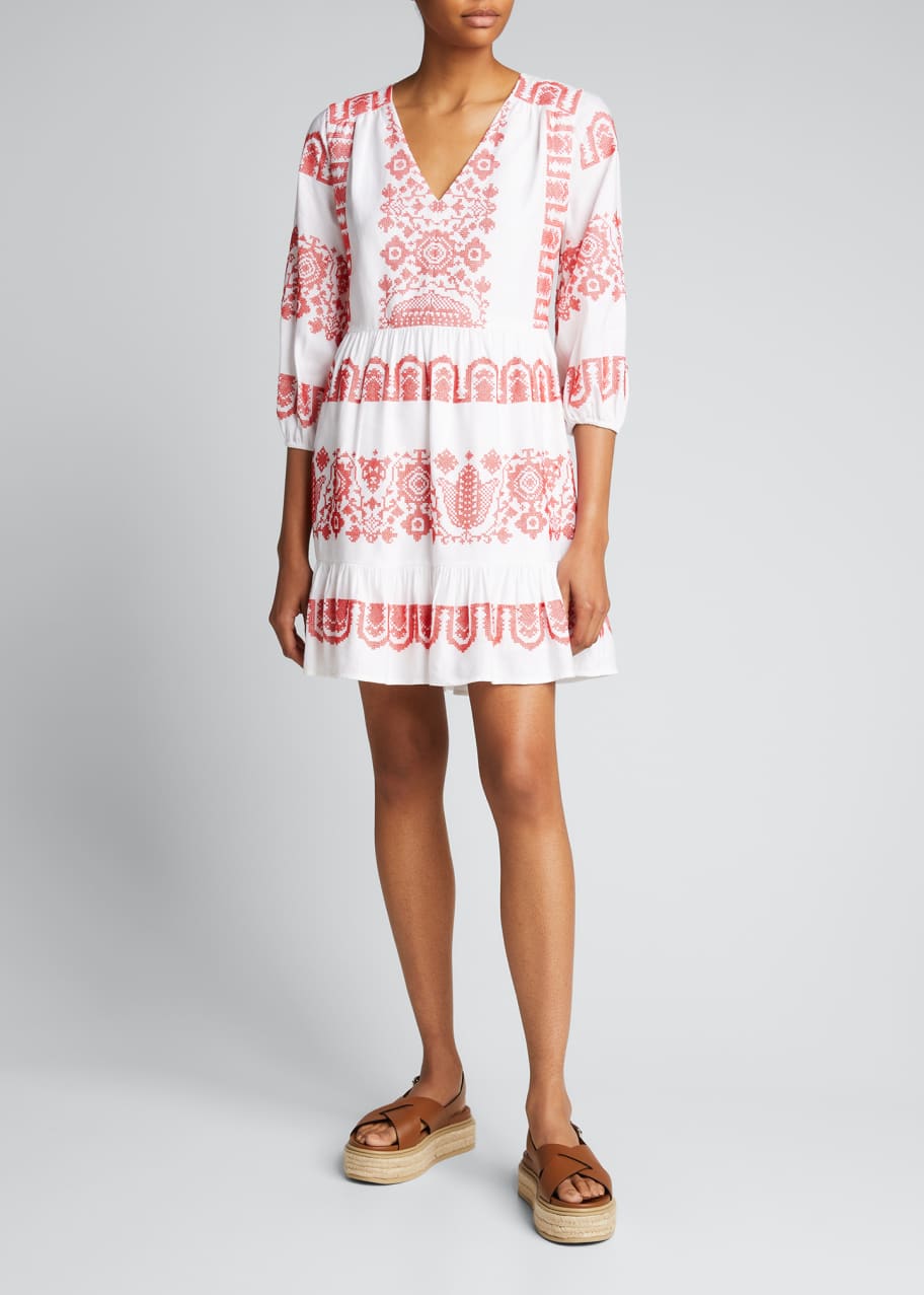 Milly Debbie CrossStitch Embroidery Dress Bergdorf Goodman