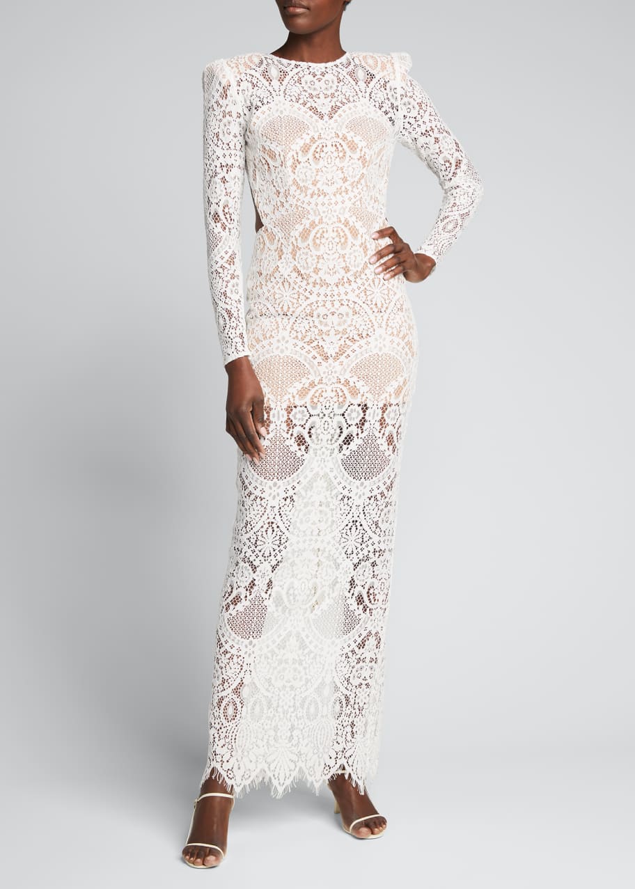patbo zamia lace trim maxi dress Zoe Lace Detail Maxi Dress-Dusty Blue/Ivory main image 0