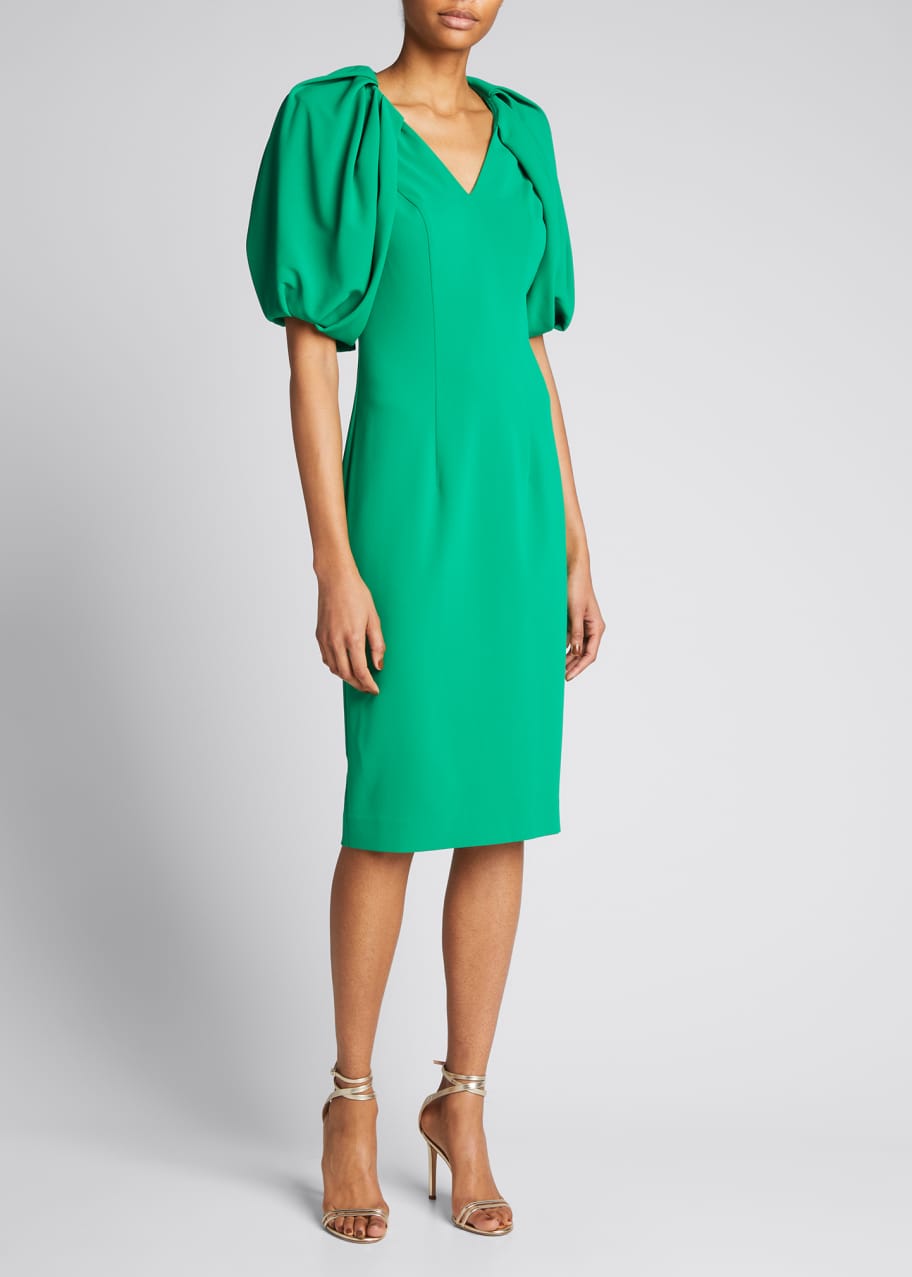 Badgley Mischka Collection Puff Sleeve Crepe Sheath Dress Bergdorf Goodman 