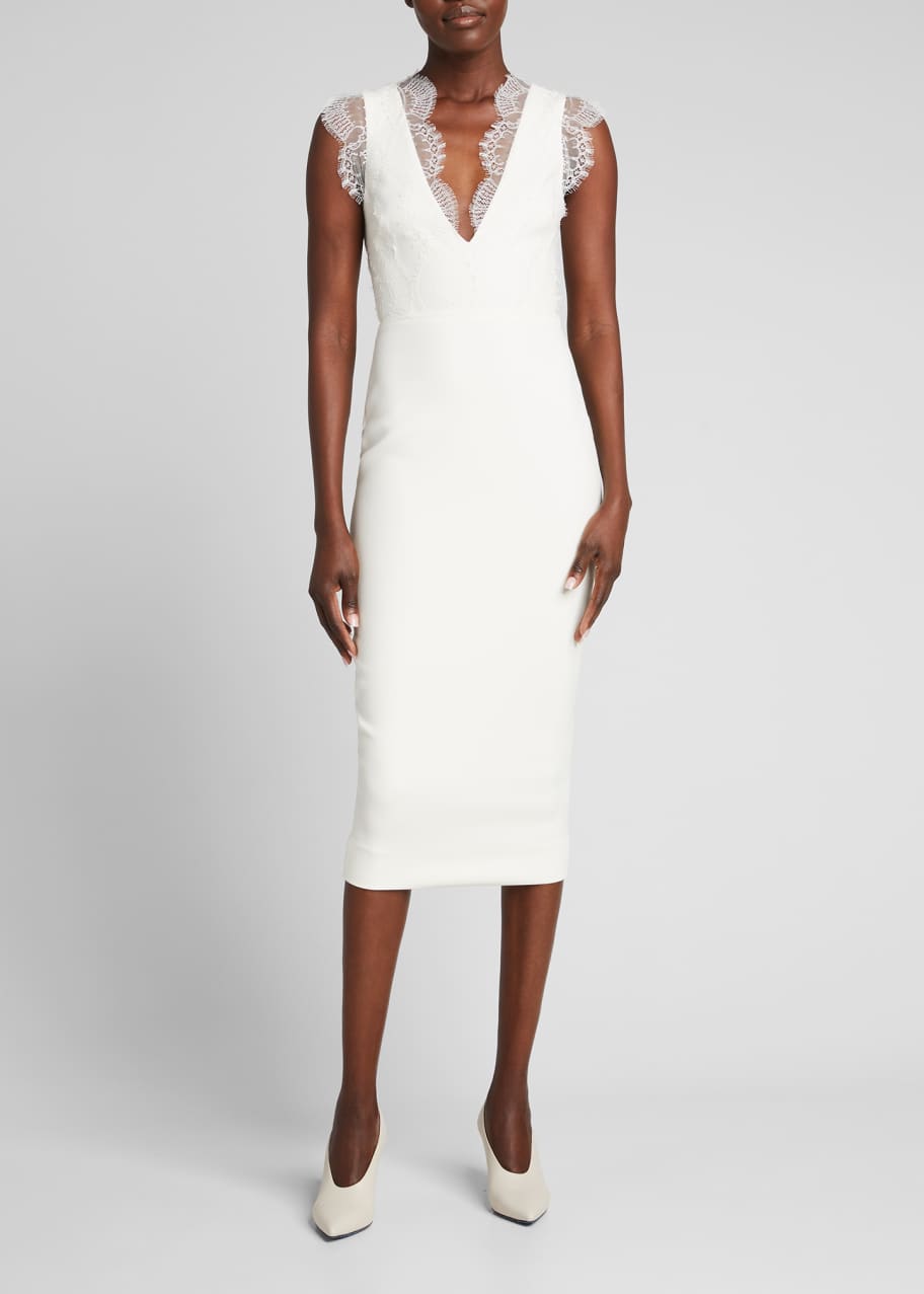 Victoria Beckham Sleeveless Lace-Trim Fitted Dress - Bergdorf Goodman