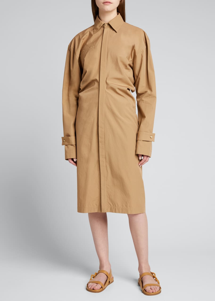 Bassike Cotton CinchedWaist LongSleeve Dress Bergdorf Goodman