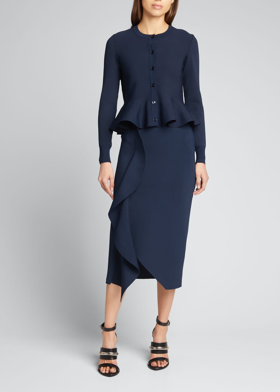 peplum dress with cardigan Womens Knitted Peplum Cardigan Skirt Outfit Collection