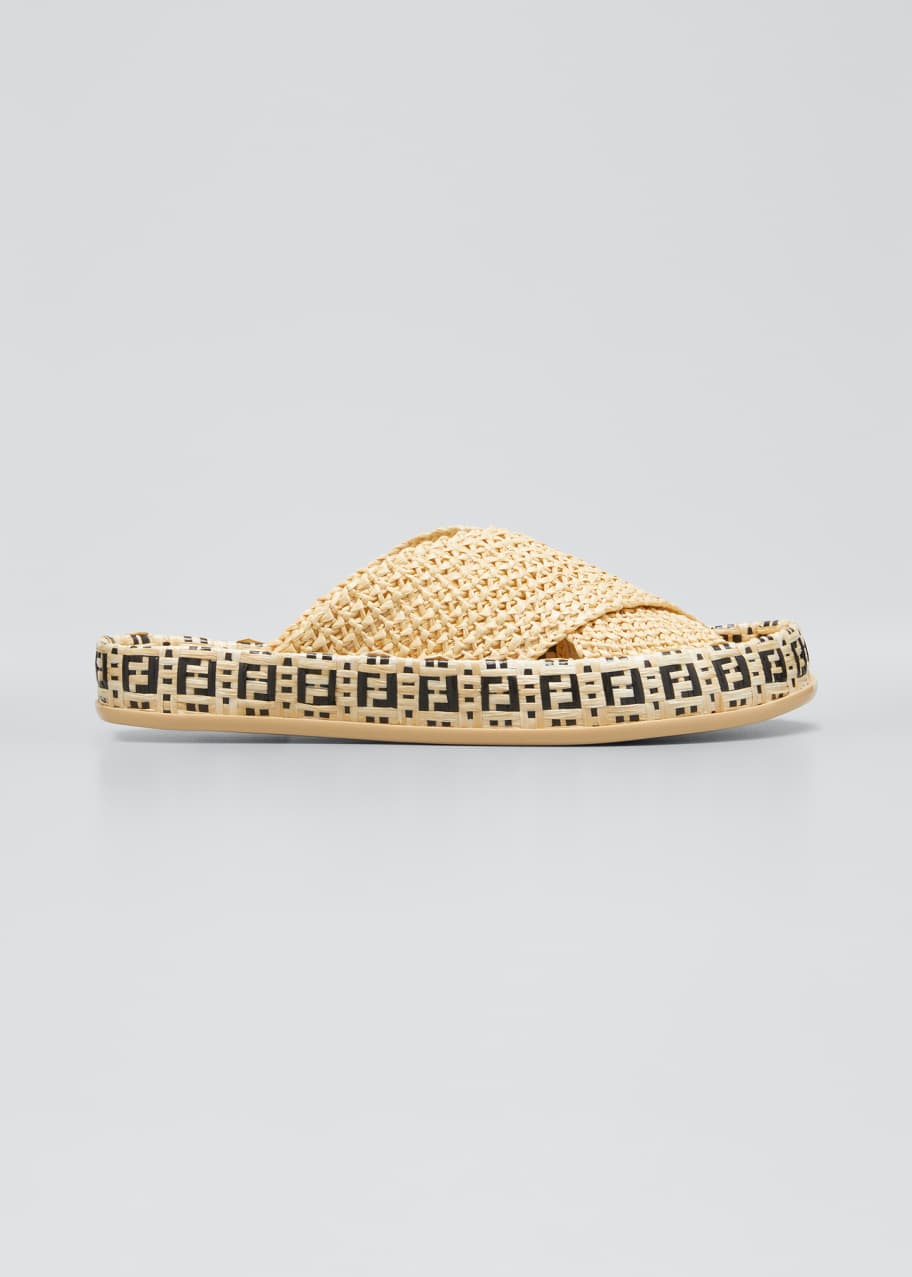 Fendi ff woven crisscross slide sandals clearance