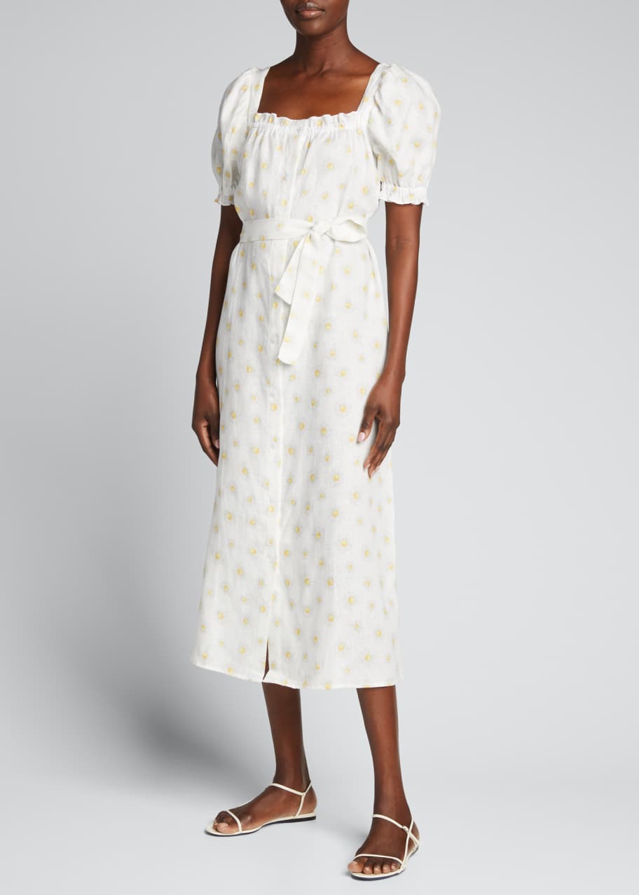 puff sleeve a line midi dress A-Line Midi Dress with Short Puffed Sleeves White / L main image 1