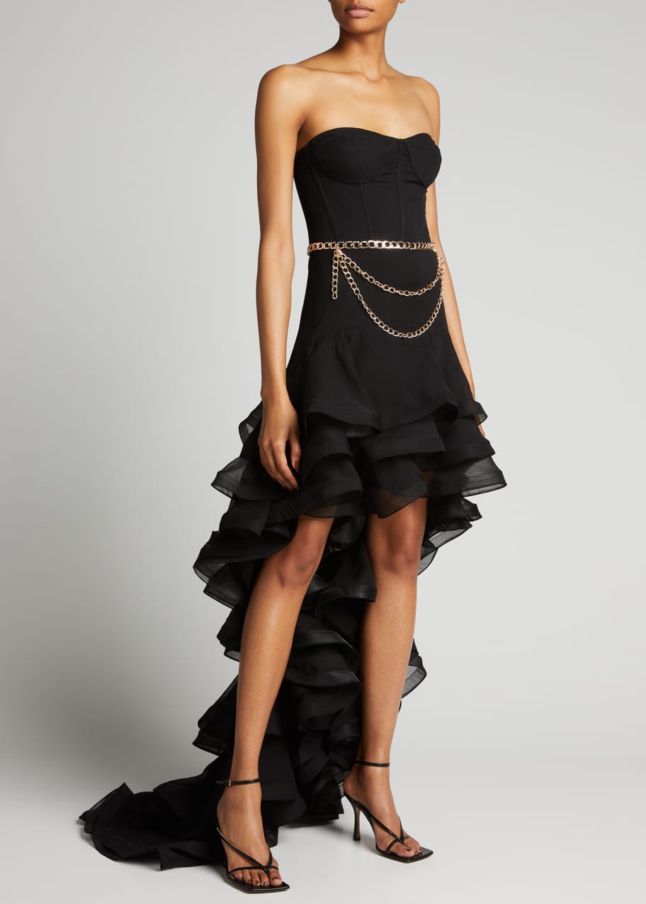Savanna Bustier High Low Ruffle Gown