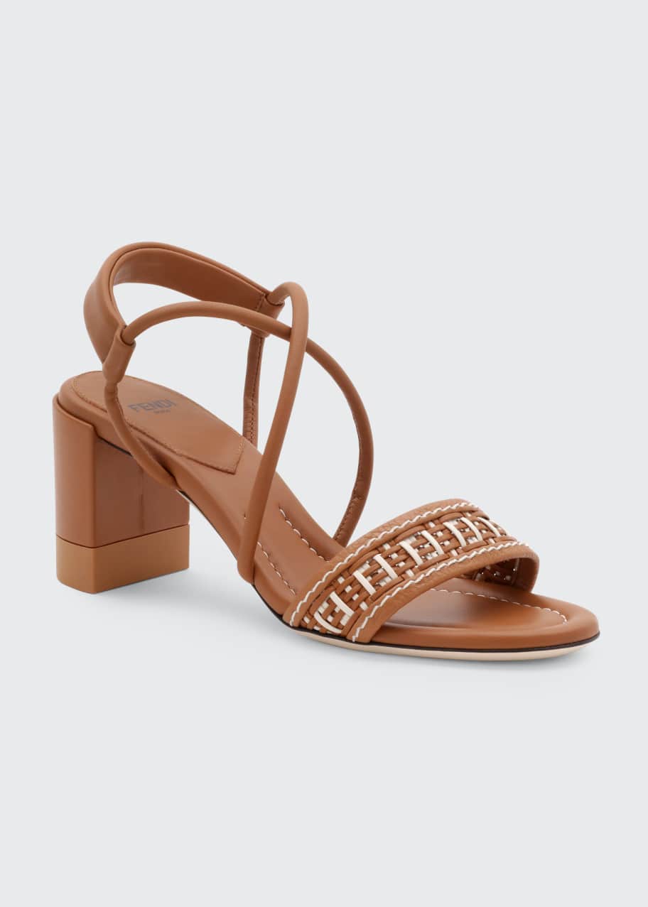 Fendi Bicolor Woven Crisscross Leather Sandals - Bergdorf Goodman
