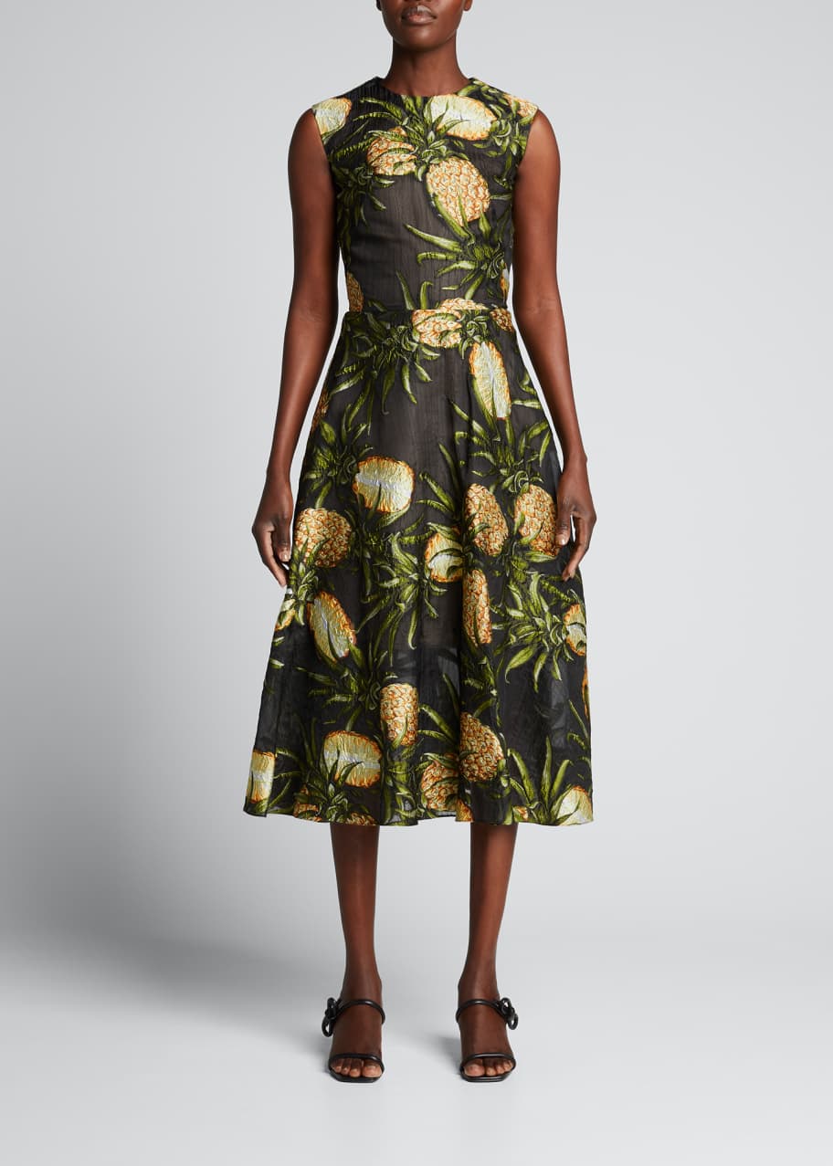 Oscar de la Renta Pineapple Fil Coupe Midi Dress - Bergdorf Goodman