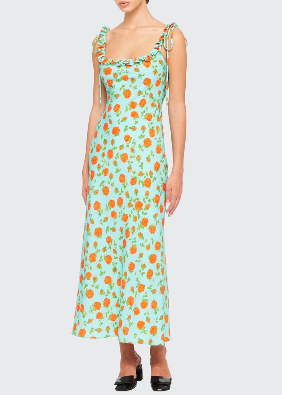 Miu Miu Floral-Print Silk-Stretch Midi Dress - Bergdorf Goodman