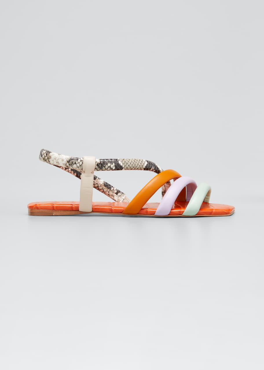 Multi colored strappy flat sandals sale