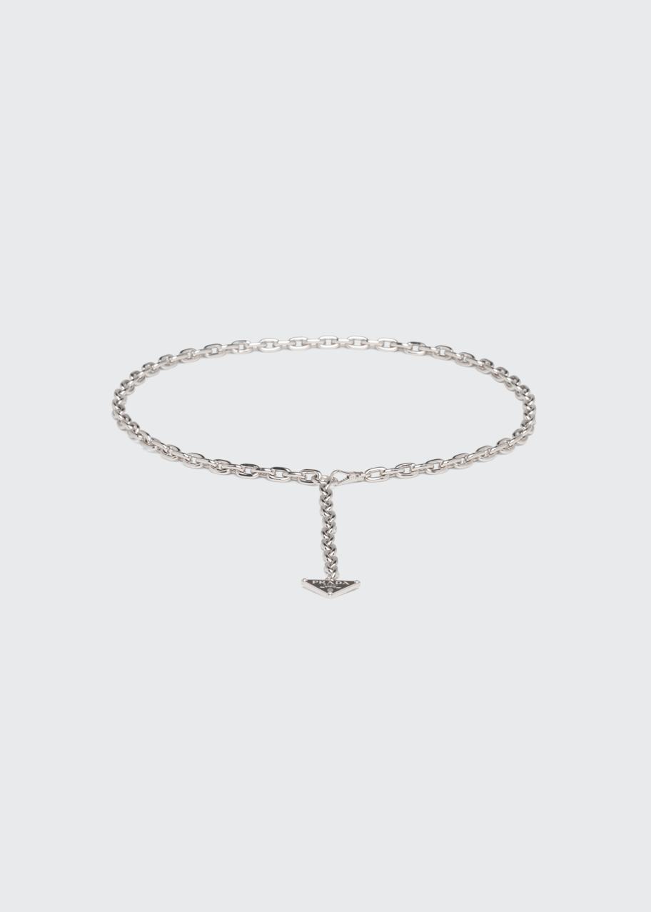 Prada Enamel Triangle Logo Chain Belt - Bergdorf Goodman display picture 1