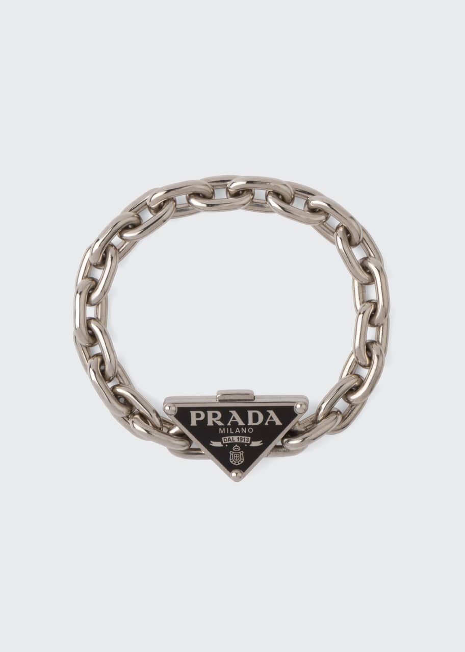 Prada Enamel Triangle Logo Chain Bracelet - Bergdorf Goodman