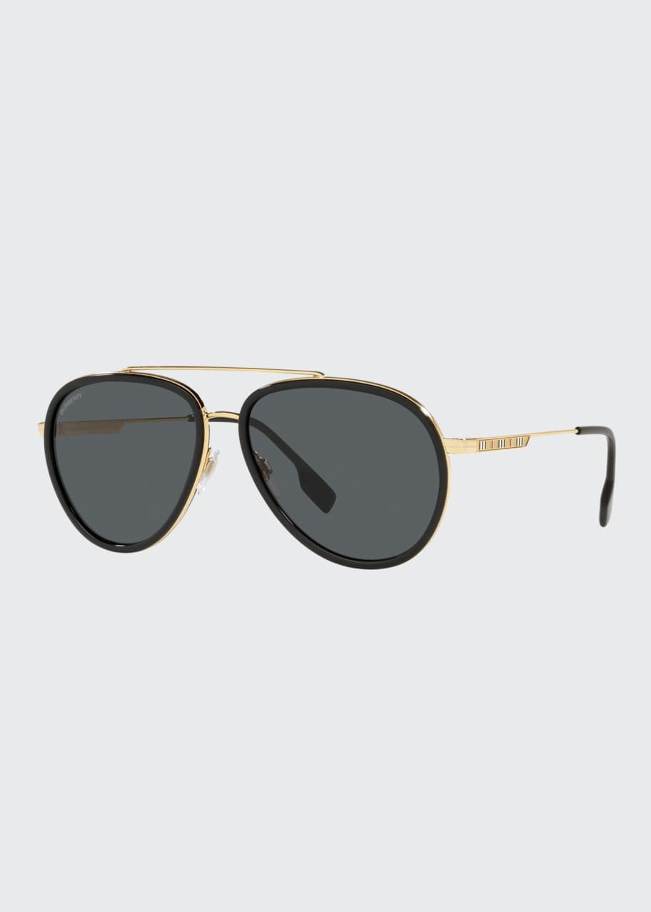 Burberry Men's Metal Double-Bridge Aviator Sunglasses - Bergdorf Goodman