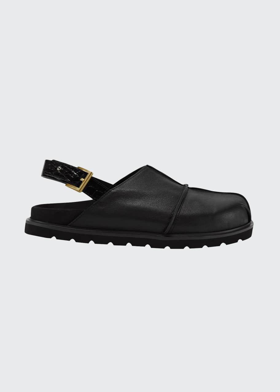 Image 1 of 1: Farmer Mixed Leather Flat Slingback Mules