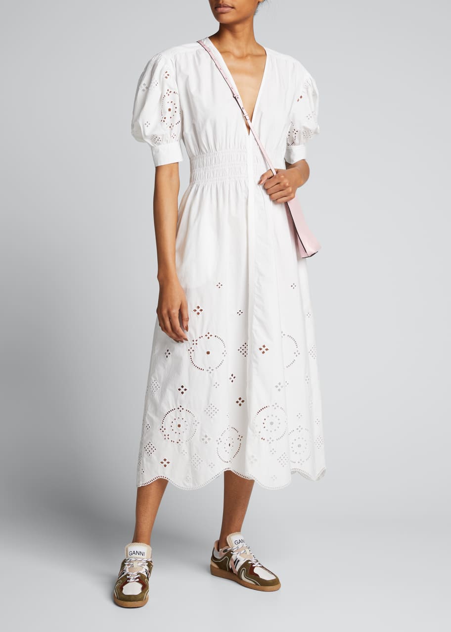 ganni embroidered dress Melange Knit Mini Dress in Safari