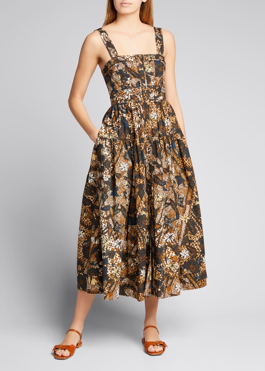 Ulla Johnson Isabela Square-Neck Midi Dress - Bergdorf Goodman