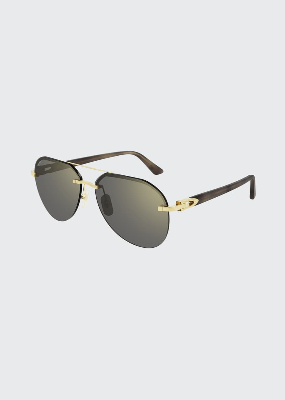 Cartier Men's Metal Double-Bridge Aviator Sunglasses - Bergdorf Goodman