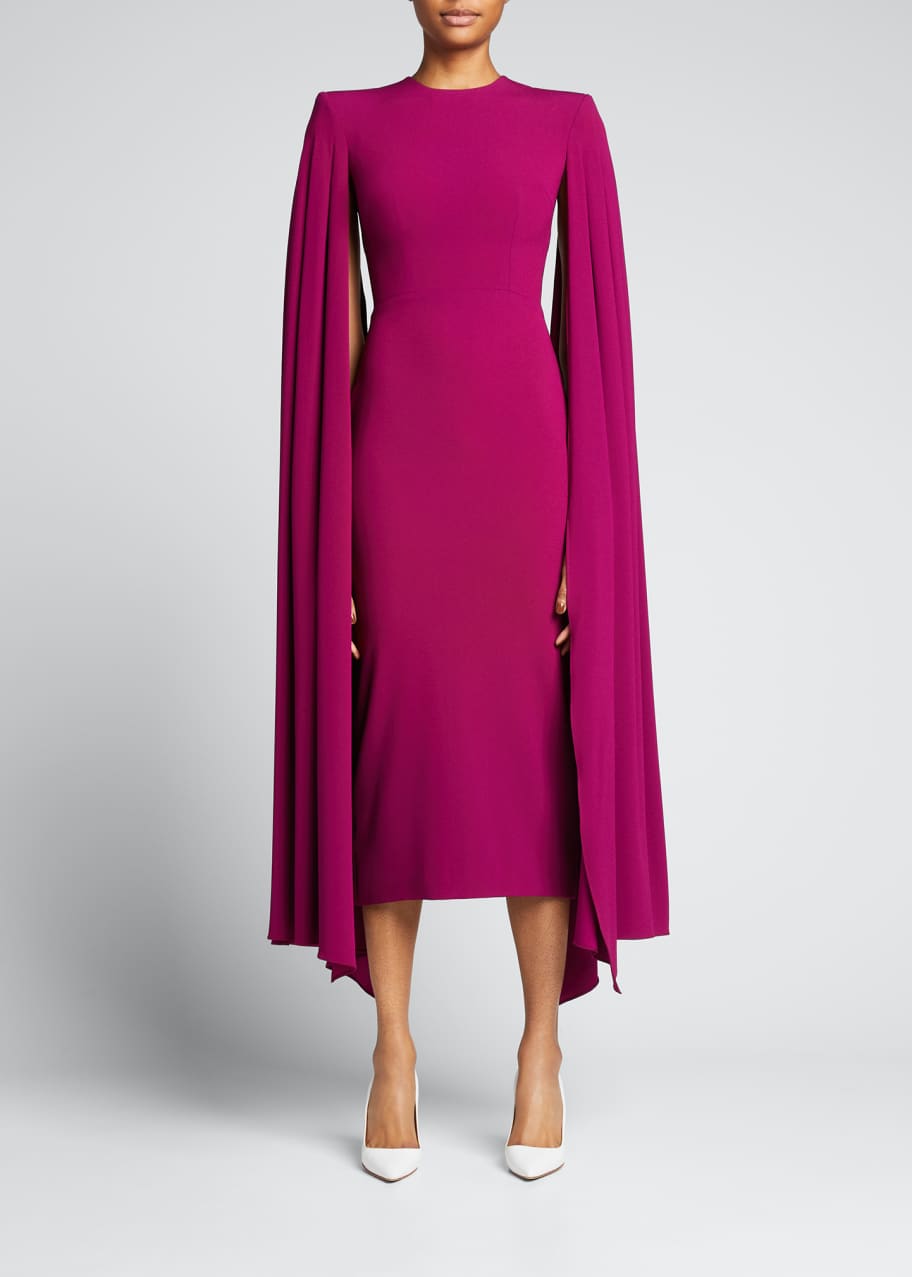 Alex Perry Cape-Sleeve Crepe Midi Dress - Bergdorf Goodman