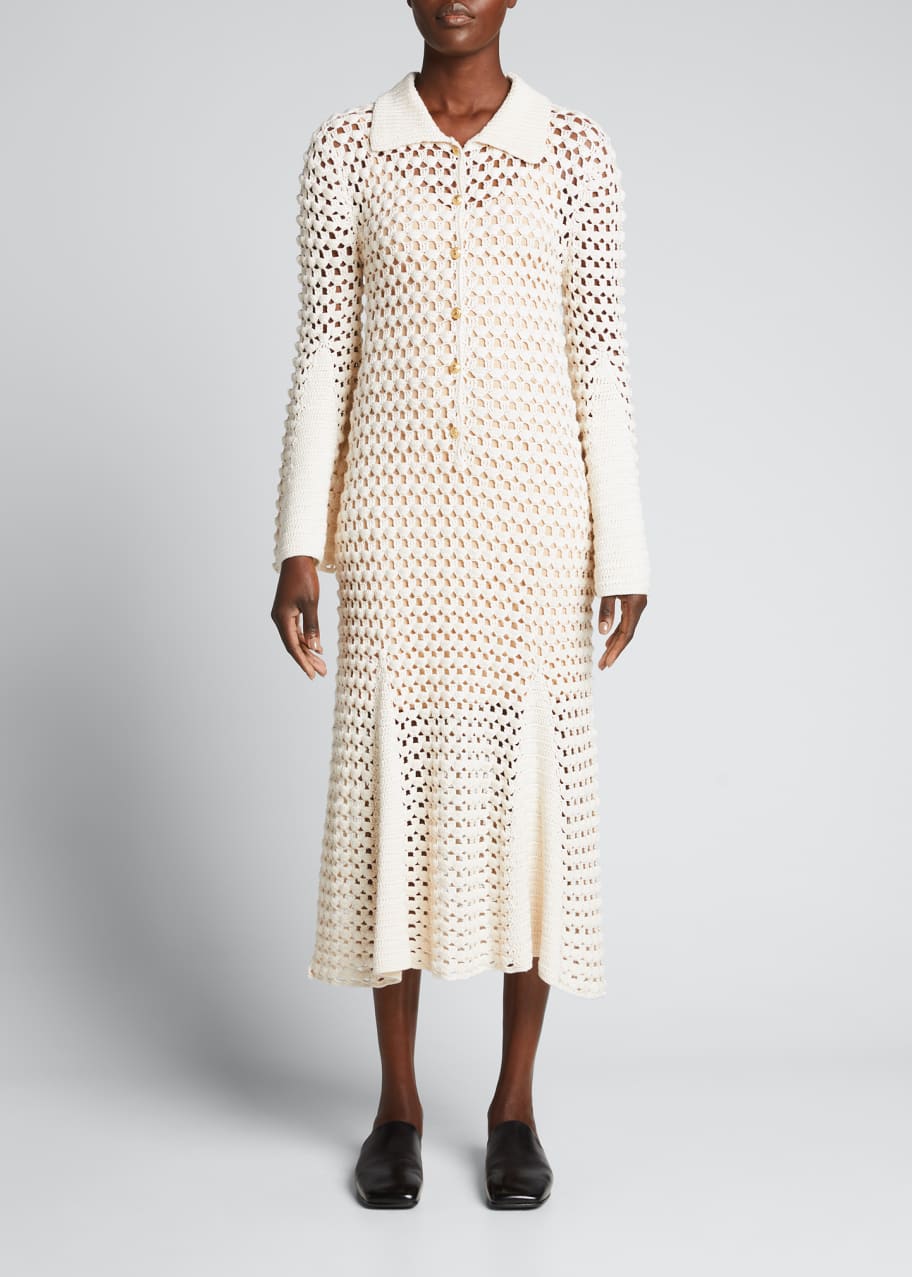 Wales Bonner Crochet Midi Godet Dress - Bergdorf Goodman