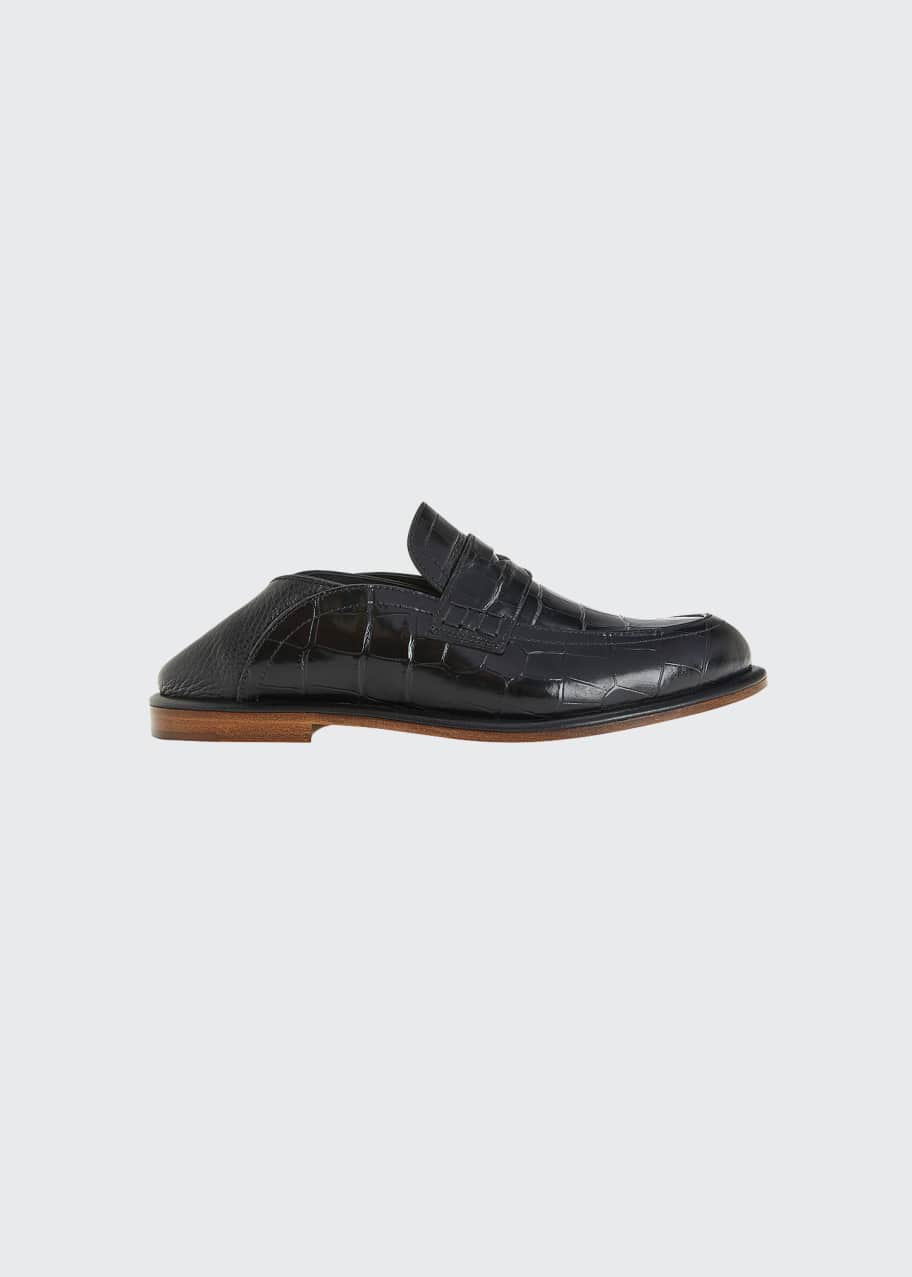 Loewe Mock Croc Leather Penny Loafers Bergdorf Goodman