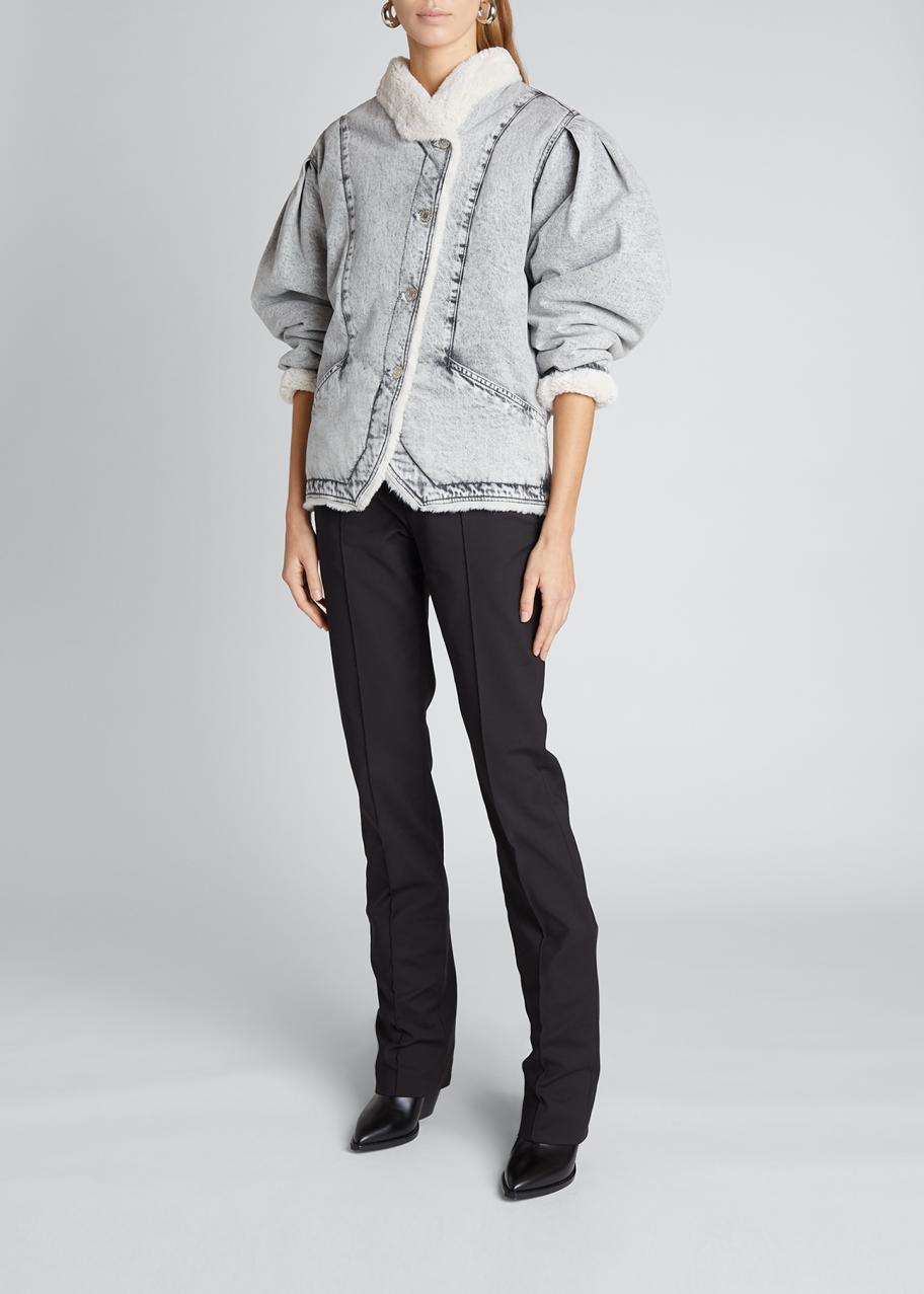 Isabel Marant Denim Jacket w/ Faux-Fur Lining - Bergdorf Goodman
