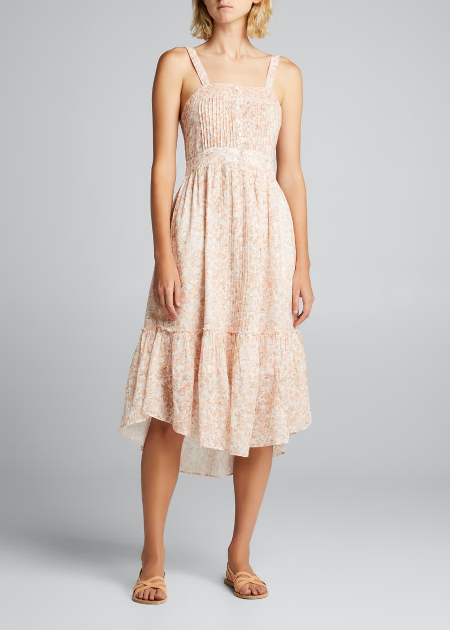 LoveShackFancy Tove Floral-Print Midi Dress - Bergdorf Goodman