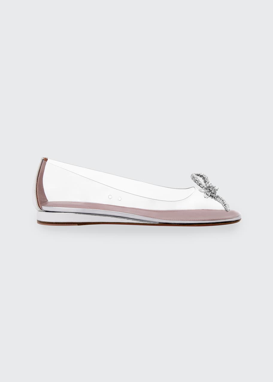 Amina Muaddi Betty Crystal Bow Clear Ballerina Flats Bergdorf