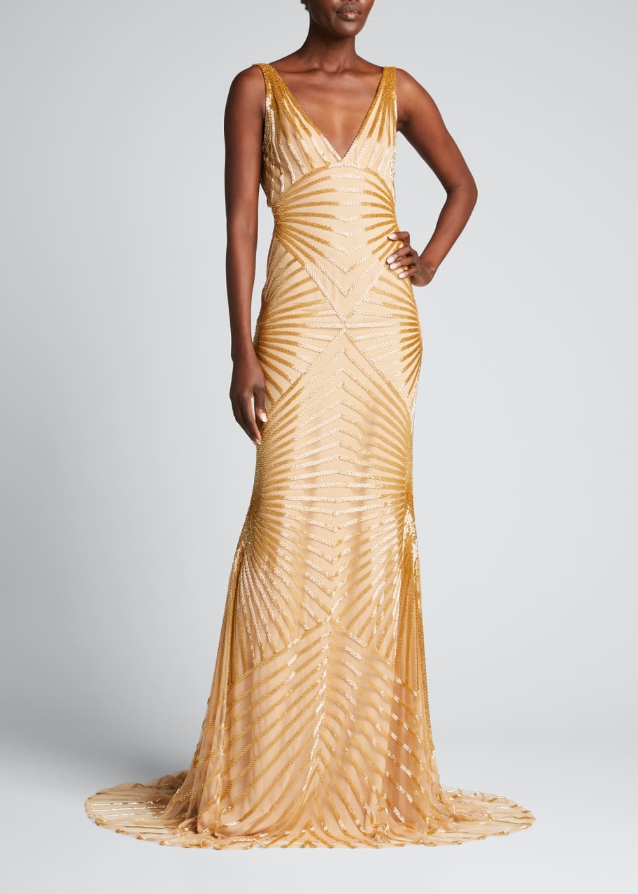 Naeem Khan Deco-Beaded Mermaid Gown - Bergdorf Goodman