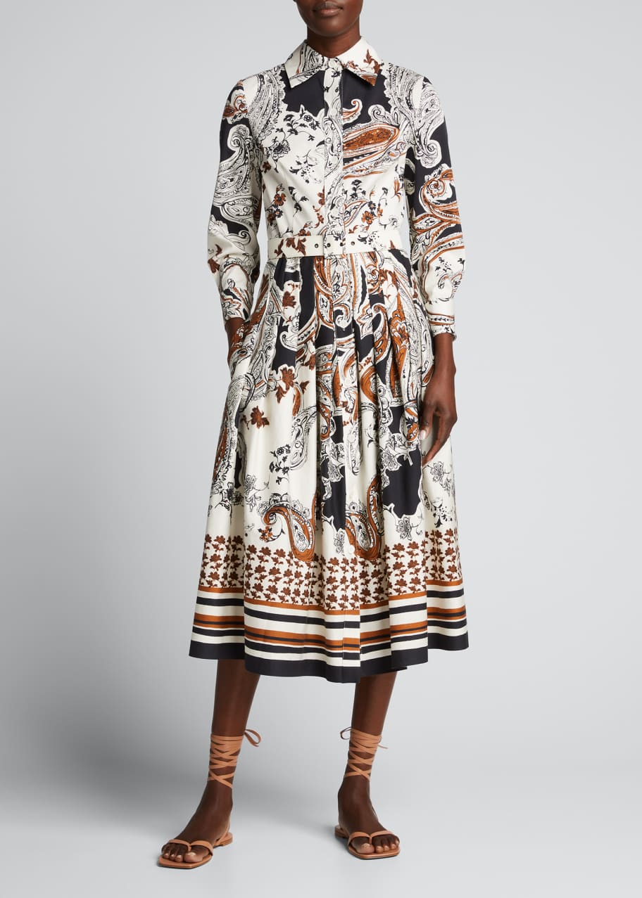 Rickie Freeman for Teri Jon Paisley-Printed Midi Shirtdress - Bergdorf ...